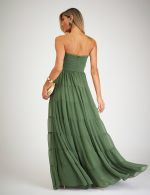 Vestido Longo Verde Oliva Poliana