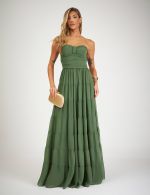 Vestido Longo Verde Oliva Poliana