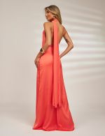Vestido Longo Coral  em Cetim Milena
