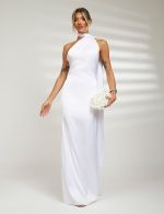 Vestido Longo Branco em Cetim Milena