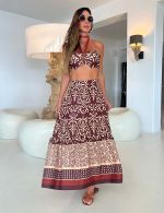 Conjunto Cropped Saia Marrom Marina