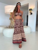 Conjunto Cropped Saia Marrom Marina