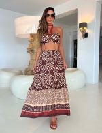Conjunto Cropped Saia Marrom Marina