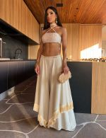 Conjunto Cropped Calça Nude Alice