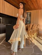Conjunto Cropped Calça Nude Alice