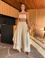 Conjunto Cropped Calça Nude Alice