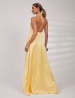 Vestido Longo Amarelo em Cetim Ana Clara