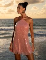 Vestido Curto em Paete Rosa Rita