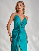 Vestido Longo Verde em Cetim Chloe
