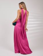 Vestido Longo Fucsia em Cetim Lilian