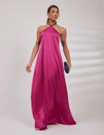 Vestido Longo Fucsia em Cetim Ana Clara