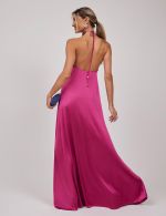 Vestido Longo Fucsia em Cetim Ana Clara