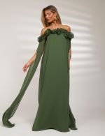 Vestido Longo Verde Oliva Samantha