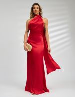 Vestido Longo Vermelho em Cetim Milena