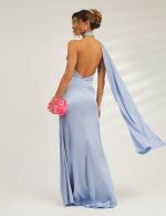 Vestido Longo Azul Serenity em Cetim Milena