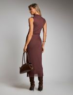 Vestido Longuete Marrom em Tule Karen