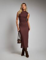 Vestido Longuete Marrom em Tule Karen
