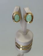 Brinco dourado com resina verde