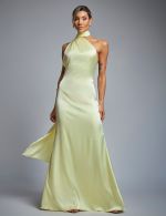 Vestido Longo Amarelo em Cetim Milena