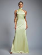 Vestido Longo Amarelo em Cetim Milena