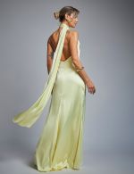 Vestido Longo Amarelo em Cetim Milena