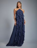 Vestido Longo Azul Marinho Sarah