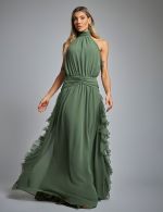 Vestido Longo Verde Oliva Adriana