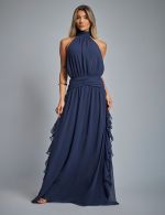 Vestido Longo Azul Marinho Adriana