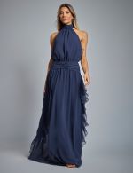 Vestido Longo Azul Marinho Adriana