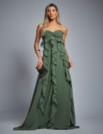 Vestido Longo Verde Oliva Andreia