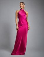 Vestido Longo Fucsia em Cetim Alexia