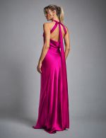 Vestido Longo Fucsia em Cetim Alexia