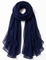 Echarpe Azul Marinho em Chiffon