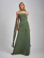 Vestido Longo Verde Oliva Grazi