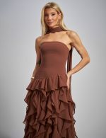 Vestido Longo Marrom Georgia
