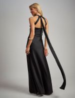 Vestido Longo Preto em Cetim Alexia