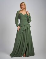 Vestido Longo Verde Oliva Angelica