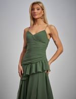 Vestido Longo Verde Oliva Angelica