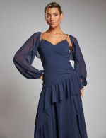 Vestido Longo Azul Marinho Angelica