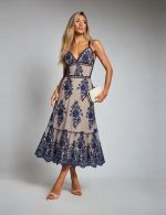 Vestido Midi Marinho Flor Luciana