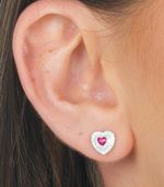 Conj Brinco Pingente e Colar Cravejado Pedra Rubi 