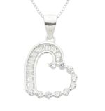 Conjunto Coração Vazado Circulo Baguete Zircônia Prata 925