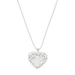 Pingente Coração Telado Flor G 3cm Prata 925 