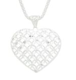 Pingente Coração Vazado Diamantado G 2.5cm Prata 925 