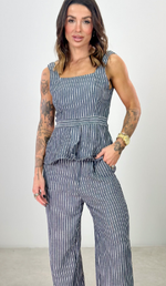 Calça Thalita  Chumbo Listrada