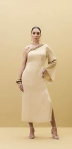 Vestido Feminino Super Midi Com Metal