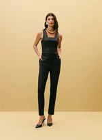 Calça Feminina Com Mix De Tecidos 