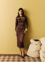 Vestido Feminino Super Midi Com Metal