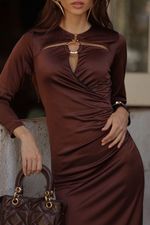 Vestido Feminino Super Midi Com Metal