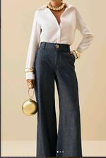 CALCA FEMININA ALFAIATARIA WIDE LEG COM BARRA LARGA 